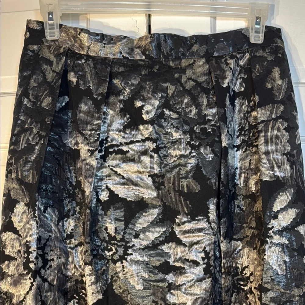Custom Tailored Sumptuous Black and Silver Brocade Maxi A-Line Skirt